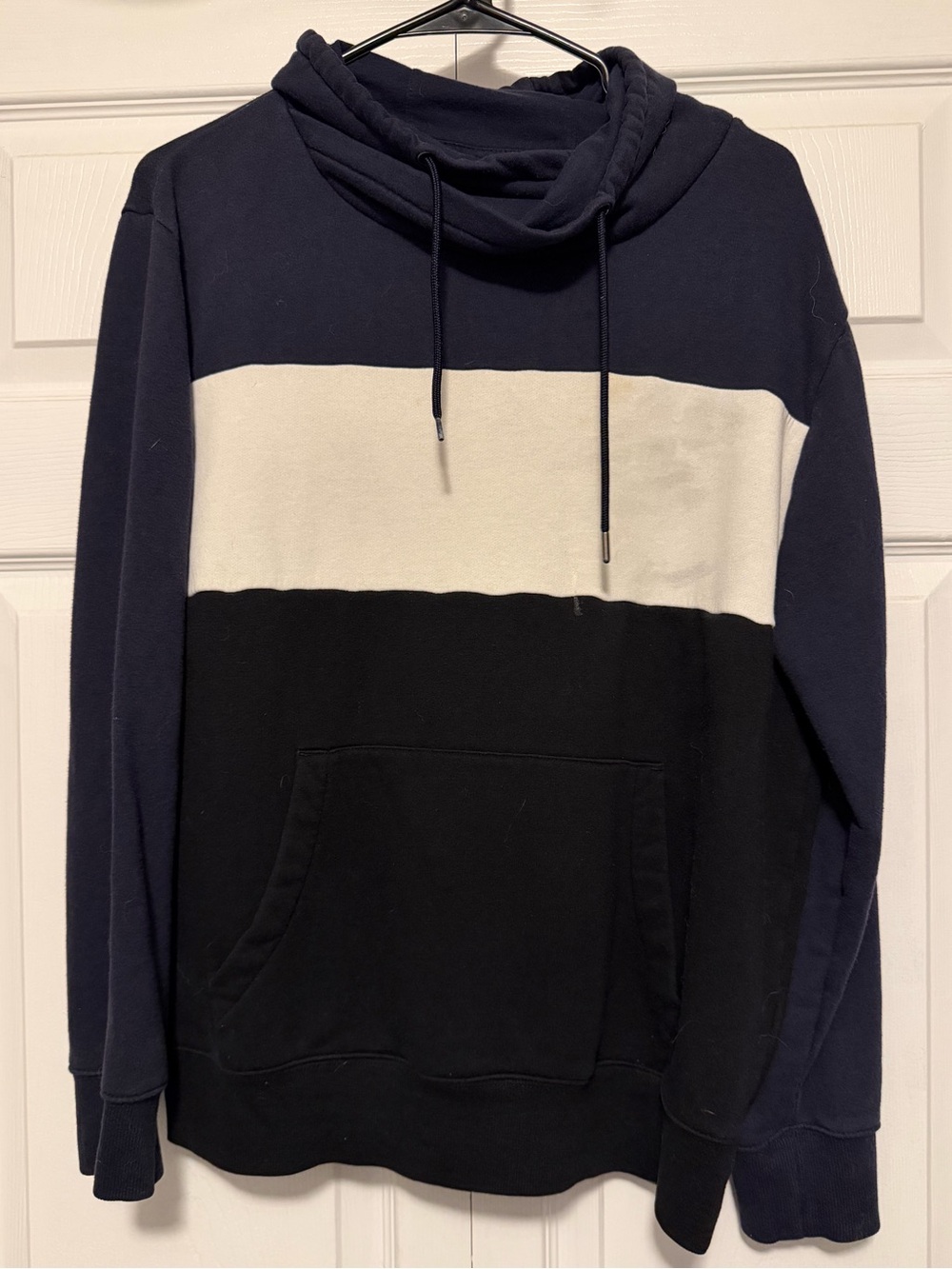 H&M Navy, White & Black Colorblock Hoodie